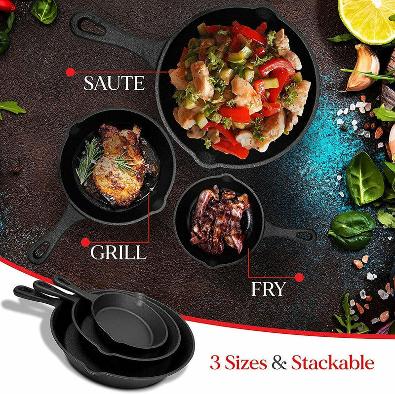 3pcs Non-Stick Cast Iron Set